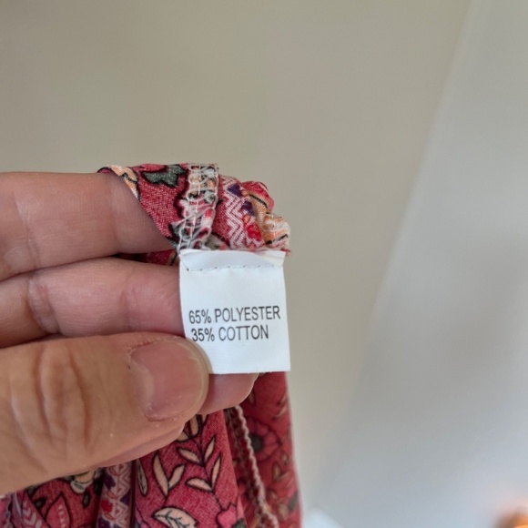 Maxi Dress Red Wrap V Neck Short Sleeve Front Split Summer Floral Belted, Size S - Picture 6 of 10